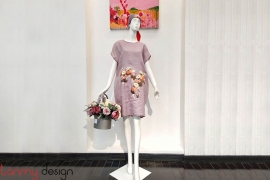Purple dress with painting embroidery